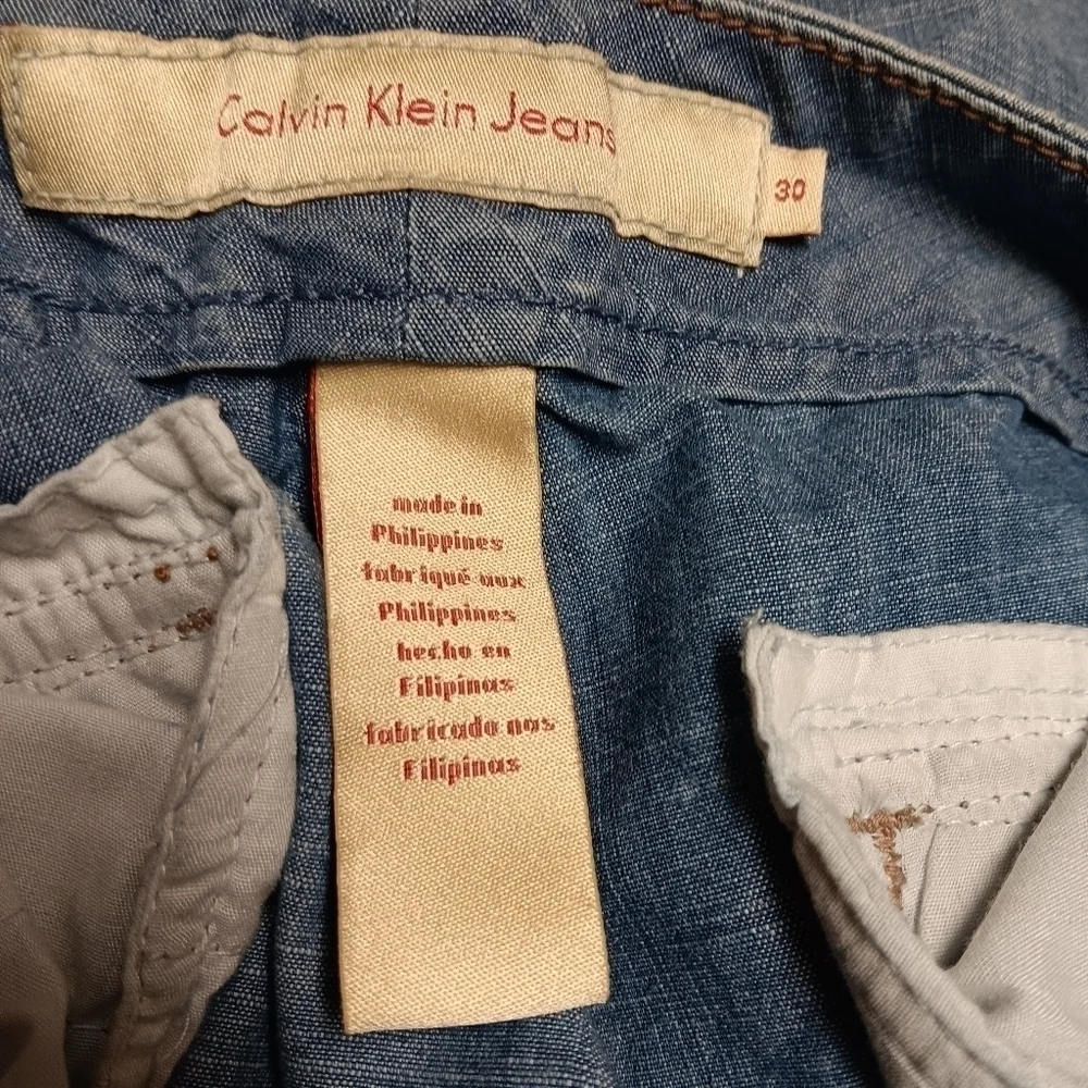 Calvin Klein Light Blue Low Rise Brazil Cut Wide Leg Jean Trousers Size 30/12